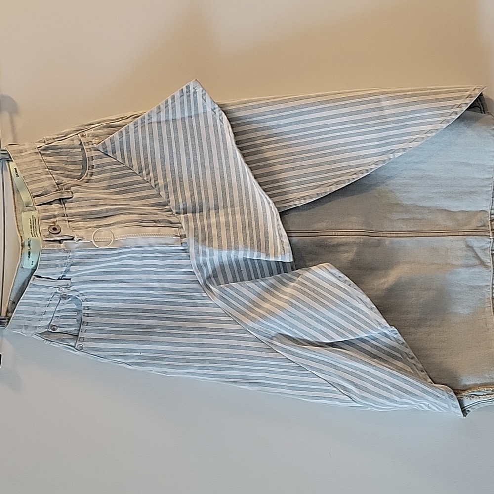 Offwhite Light Blue and White Asymmetrical Denim Skirt
